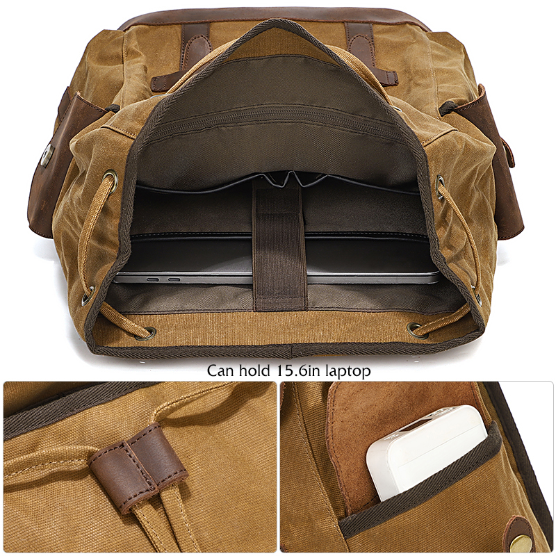 Men's Backpack Vintage Waxed C – Leather Backpack Vintage recenzja i cena