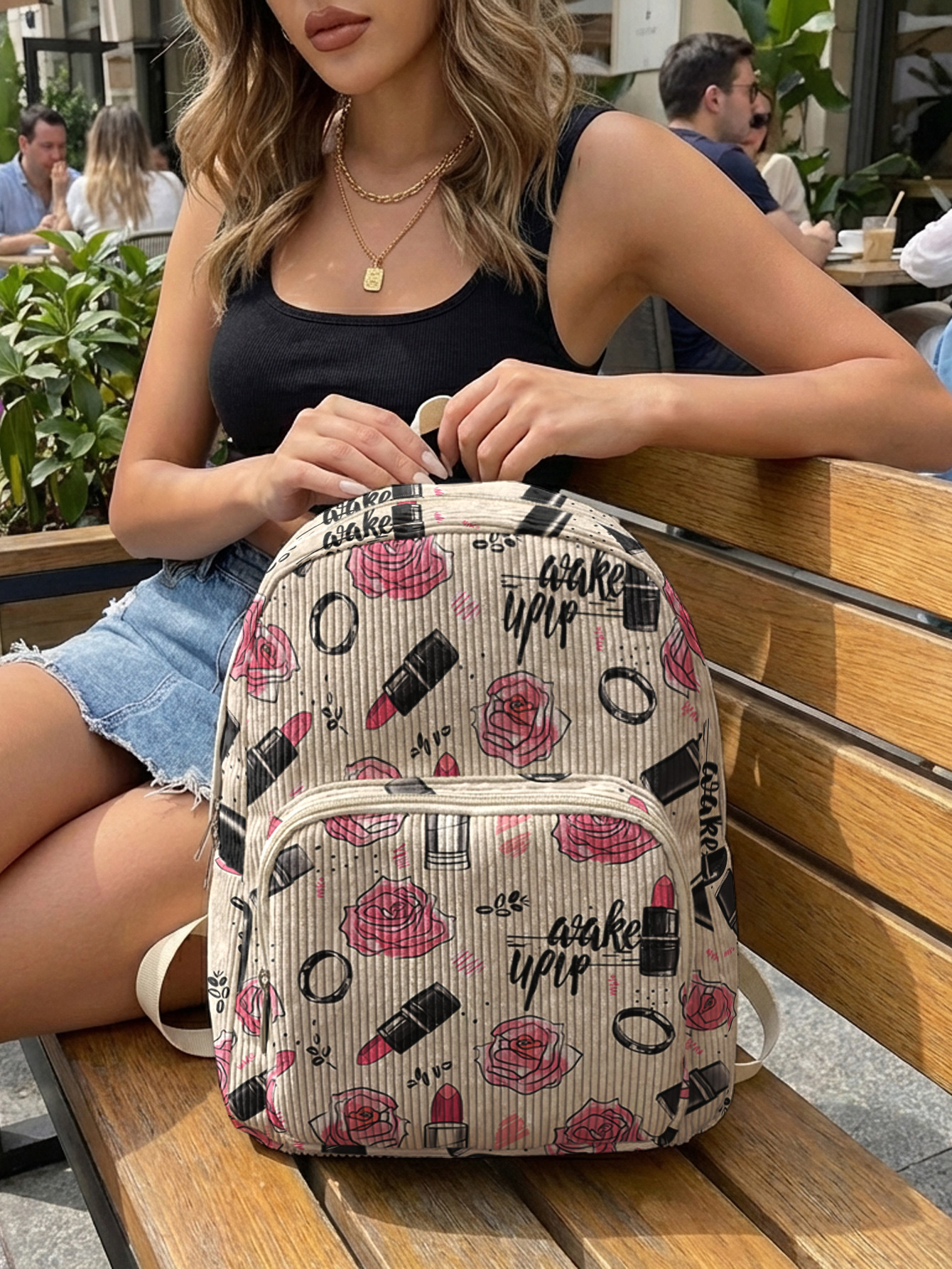 Rose Lipstick Print Allover Wo – Fashion Backpack Women recenzja i cena