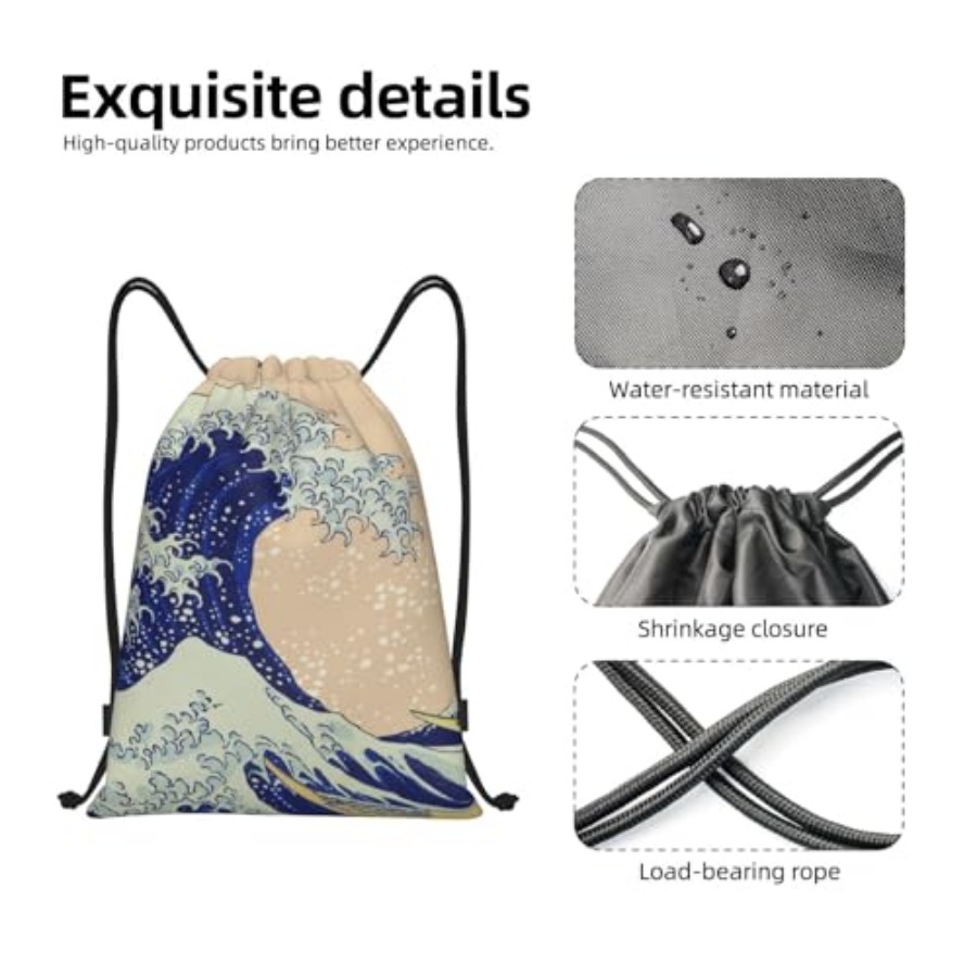 Japanese Kanagawa Ocean Great  – Drawstring Gym Bag recenzja i cena