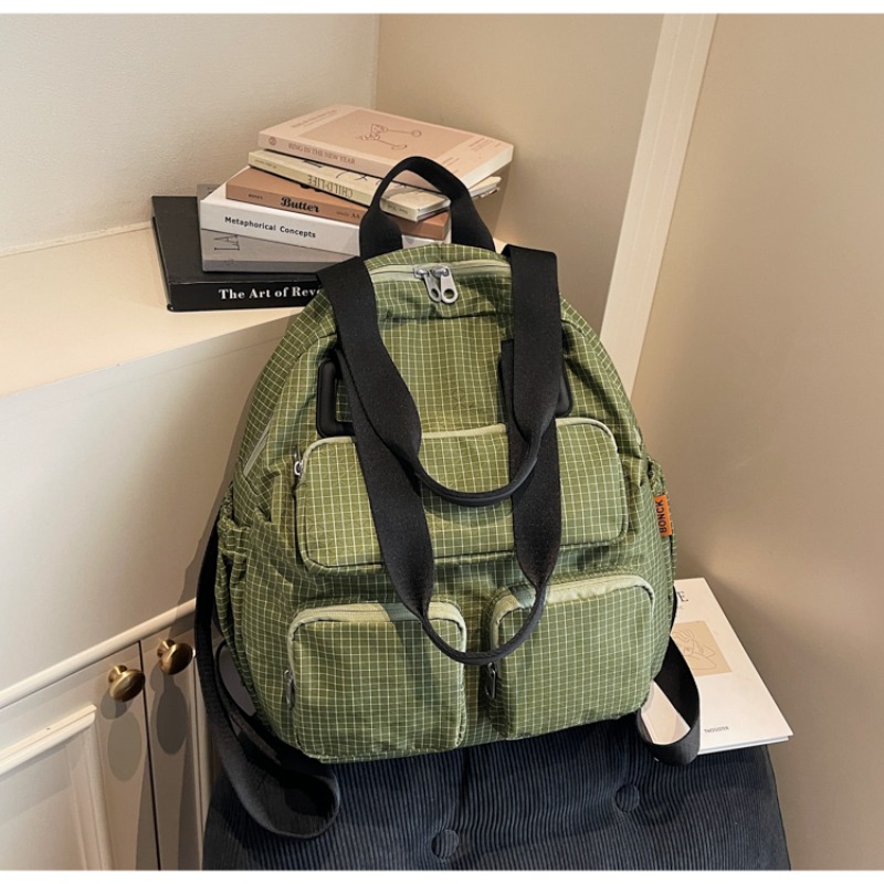Multi-pocket Checkered Youth B – Canvas Backpack Casual recenzja i cena