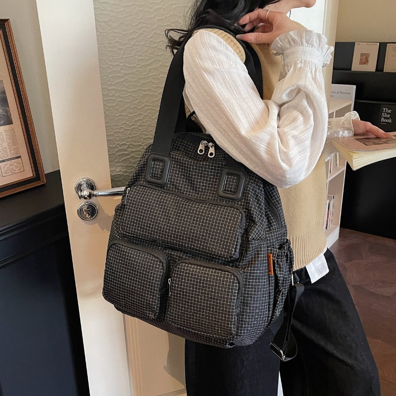 Multi-pocket Checkered Youth B – Canvas Backpack Casual recenzja i cena