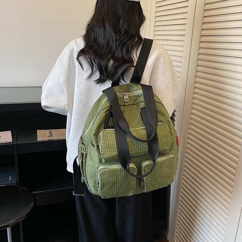 Multi-pocket Checkered Youth B – Canvas Backpack Casual recenzja i cena