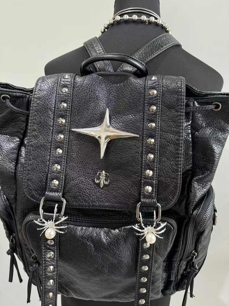 Gothic Punk PU Leather Shoulde – Leather Backpack Vintage recenzja i cena