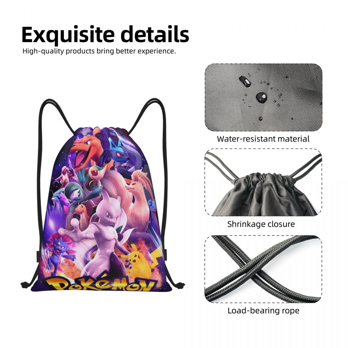 Cute Cartoon Manga Poke-Mon Ba – Drawstring Gym Bag recenzja i cena
