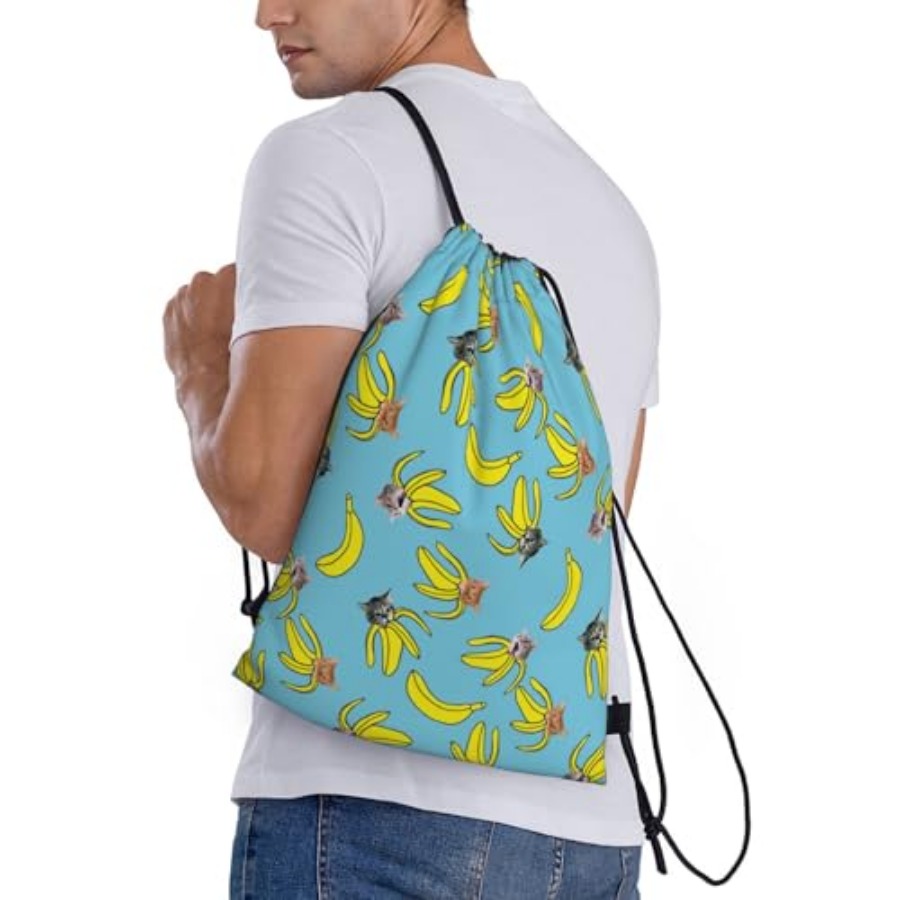 Funny Cat Banana Bananas Draws – Drawstring Gym Bag recenzja i cena